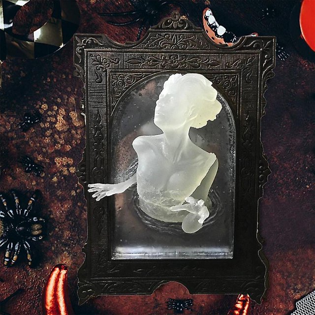 Etiqueta de la pared del marco de fotos 3d espejo fantasma adorno con luz escultura decoración de Halloween hombre