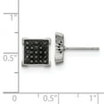 thumbnail image 3 of Stainless Steel Polished with 1/4ct. Black Diamond Princess Square Post Earrings; for Adults and Teens; for Women and Men, 3 of 3