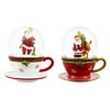Evergreen Enterprises, Inc 2 Piece Polystone Christmas Tea Cup Water Globe Set