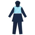 thumbnail image 5 of IBTOM CASTLE Kids Girls Muslim Swimsuit Long Sleeve Butterfly Flower Printed Islamic Swimwear Burkini Full Cover Cap Top Pants 3PCS Modest Bathing Suit 5-6 Years Navy Blue, 5 of 8