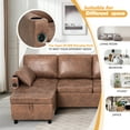 thumbnail image 3 of ACMEASE 84" Suede Leather Sectional Sofa w/Adjustable Backrests, Pull Out Sofa Bed w/USB Charger Port& Reversible Storage Chaise,Convertible L-Shaped Sofa with Cup Holders for Living Room,Brown, 3 of 7