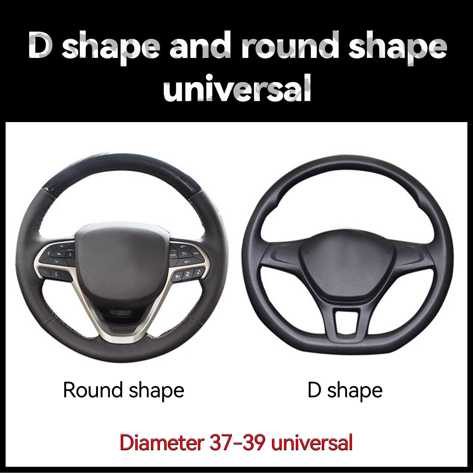 XUKEY Faux Leather Steering Wheel Cover, Black photo 3