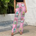 thumbnail image 5 of Womens Flare Bell Bottoms Pants, Pink Holiday Joy High Waisted Flare Leggings for Women, Stretchy Wide Leg Yoga Pants, 5 of 5