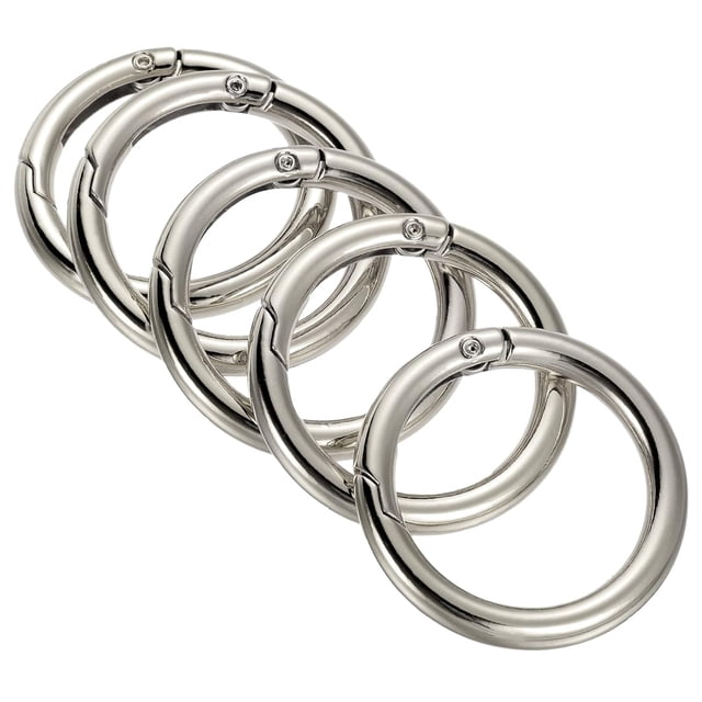GFDYREE 42x31x5.5mm Spring Gate O Rings, 5 Pack Round Snap Clip Zinc Alloy for Keyrings Buckle, Silver