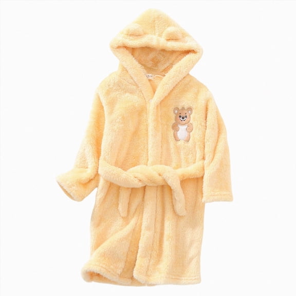 KPOPLK Kid's Robe Girls Bathrobe Teen Girls Hooded Pajamas Toddler Robes Dressing Gown for 2-13Yeas(7-9 Years,Yellow)