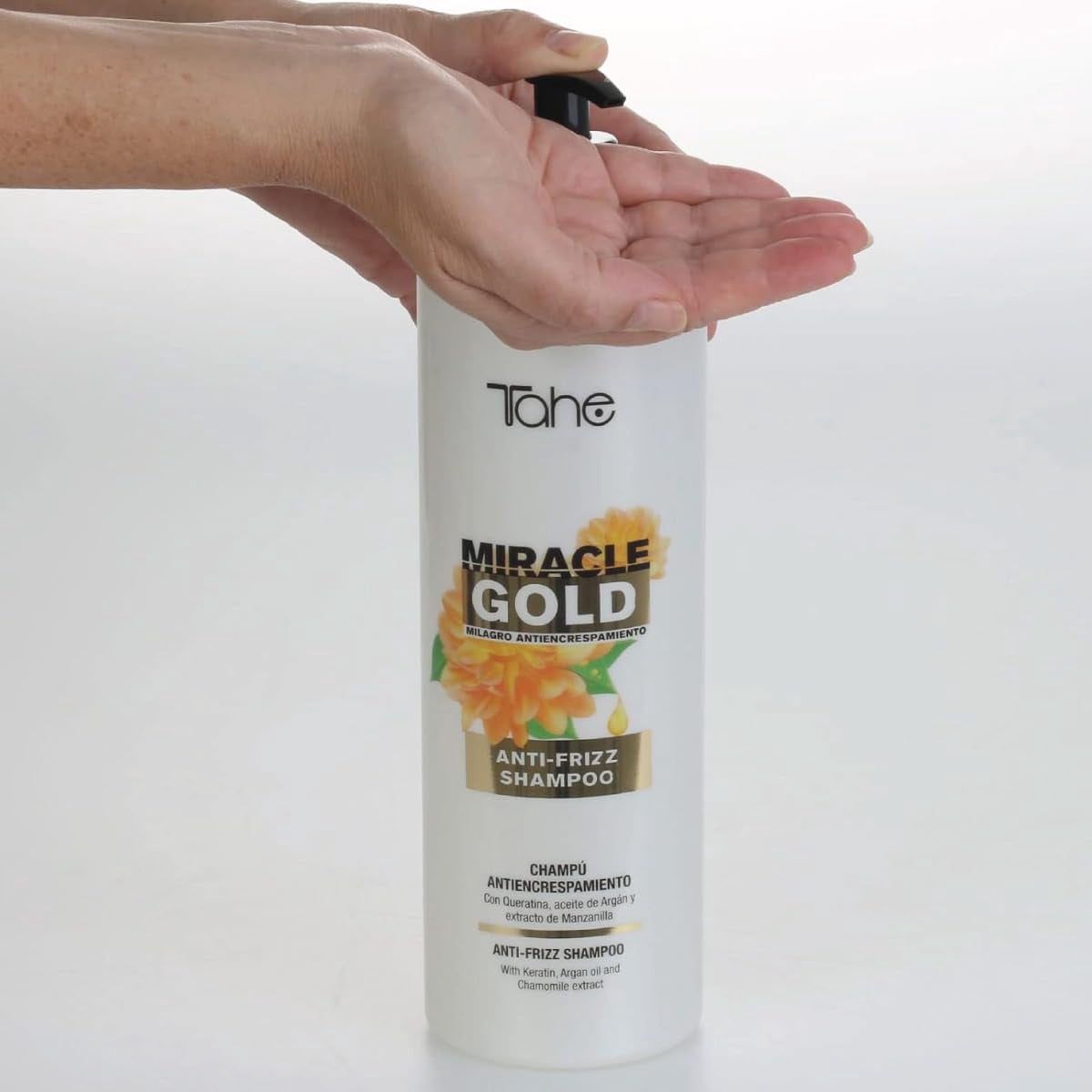 Tahe Miracle Gold Frizz Control Big Kit - Shampoo 1000ml, Mask 1000ml, Hair Shine Mist 200ml - Includes Hair Shine Mist for Ultimate Frizz Control