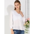 thumbnail image 2 of Blusa Top Cuello En V Allegra K Manga Larga Volantes para Mujeres Blanco L, 2 of 6