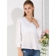thumbnail image 2 of Blusa Top Cuello En V Allegra K Manga Larga Volantes para Mujeres Blanco L, 2 of 6