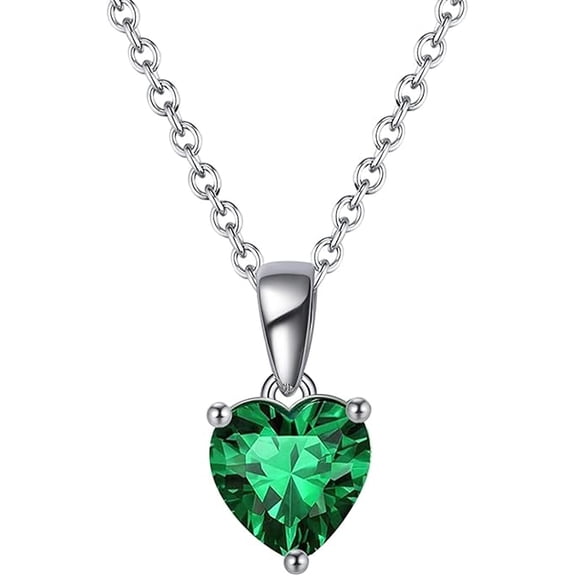 Natural Green Emerald Heart Pendant Necklace | 925 Sterling Silver Jewelry for Women | May Birthstone Gift