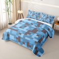 thumbnail image 3 of Meiyoeat Pixel Camo Pattern Quilt King,Soft Mosaic Block Print King Coverlet Set,Light Blue Gray, 3 of 7
