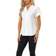 thumbnail image 4 of INSPIRE CHIC Work Dressy Casual Blouse for Women's V Neck Curved Hem Short Sleeve Chiffon Top, 4 of 4