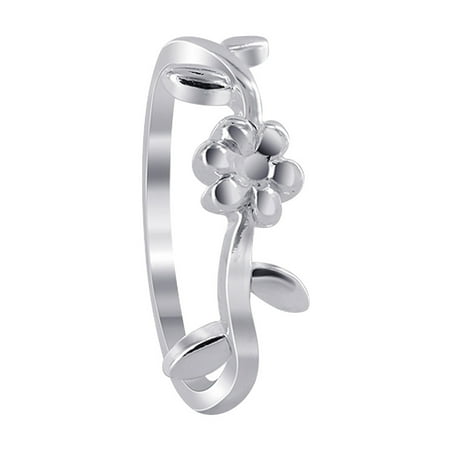 Gemstone Sterling Silver Flower Ring - Gem Avenue Curly Vine Design 925 Sterling Silver Flower Shape Ring