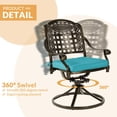 thumbnail image 5 of 9-Piece Patio Dining Set, Outdoor Patio Table and Chair Set of 84” oval Cast Aluminum Dining Table with Umbrella Hole, 8 Patio Dining Swivel Chairs Padded, Patio Funiture Set, Blue, 5 of 8