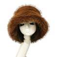 thumbnail image 2 of Eoperou Bucket Hat Oversized Fluffy Wide Brim Soft Thickened Ear Protection Faux Fur Winter Thermal Women Fisherman Cap for Daily Life, 2 of 8