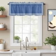 thumbnail image 2 of Valance Curtains for Windows Navy Blue Vintage Kitchen Curtians Window Treatment Abstract Art White Greek Key Topper Curtain Rod Pocket Valances for Kitchen Bathroom Living Room 42x18in, 2 of 9