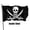 Black, variant on 4x6 Polyester Jolly-Roger Cross Knife Pirate Flag, Double Sided, 2 Metal Grommets
