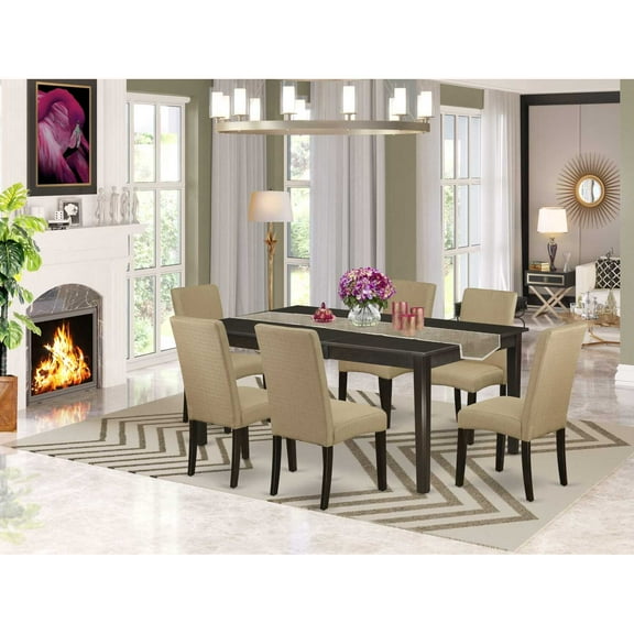 East West Furniture Dining Room Set Cappuccino, HEDR7-CAP-03