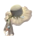 thumbnail image 2 of Delayuji Womens Bowknot Hat Lace Ribbon Decor Breathable UV Protection Summer Hats Travel Stylish Floral Hat Portable Outdoor beach hat Daily Sun Cap, 2 of 4