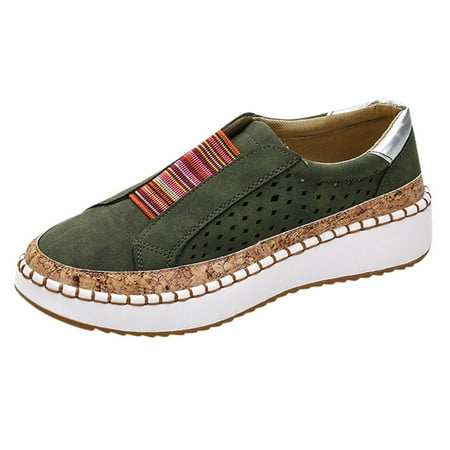 

Deals of The Day Clearance Dvkptbk Sneakers for Women Women s Fashion Casual Hollow-Out Round Toe Slip On Shoes Thick Bottom Sneakers Army Green 8