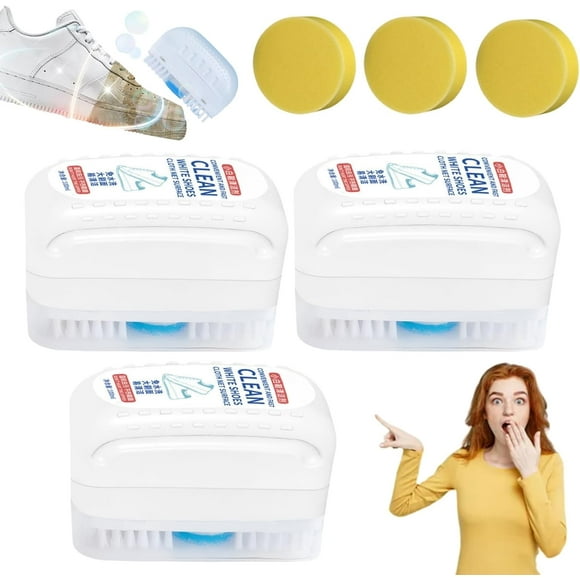 Cepillo para zapatos 2 en 1, limpiador de zapatos blanco, nuevo limpiador de cepillos para zapatos con espuma instantánea 2024, potente cepillo para zapatos multifunción 2 en 1 para zapatillas de depo
