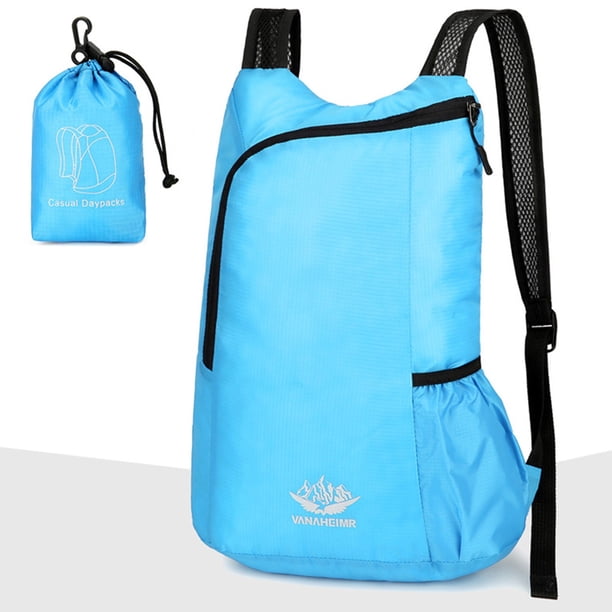 Mochila deportiva unisex unisex plegable ligera con cierre de cordón, tejido repelente al agua, gran capacidad, impresión personalizable, mochila Easy Travel para senderismo y escuela, 12x7x3cm, 80g