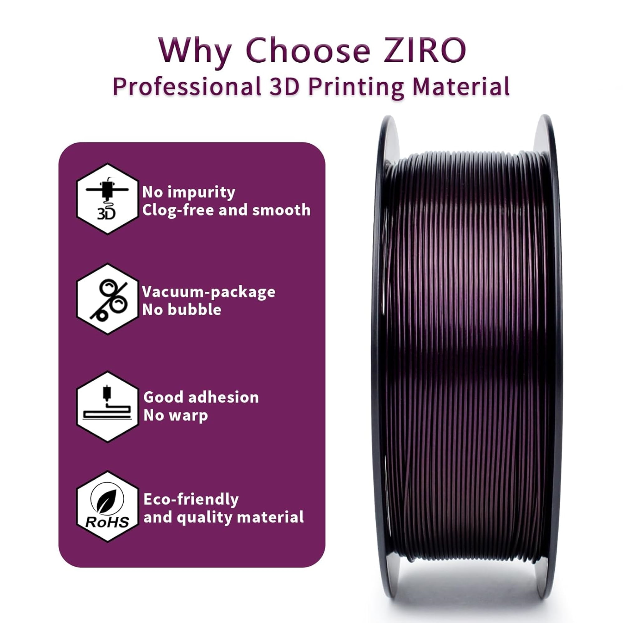Ziro 3D Mystic PLA Filament 1.75mm 1kg, Midnight Purple