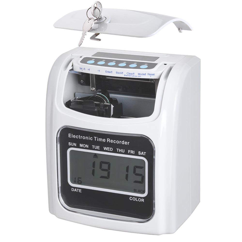 Employee Attendance Punch Time Clock Payroll Recorder LCD Display Card Machine 