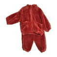 thumbnail image 2 of Coerni Girls and Toddlers Fuzzy Fleece Sweatsuit Cozy Flannel Activewear Kids Winter Warm Sherpa Thermal Set Underwear Zipper, 2 of 8