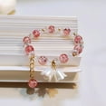 thumbnail image 6 of Korean Pink Crystal Flowers Butterfly Pendant Beaded Bracelet For Women, 6 of 8