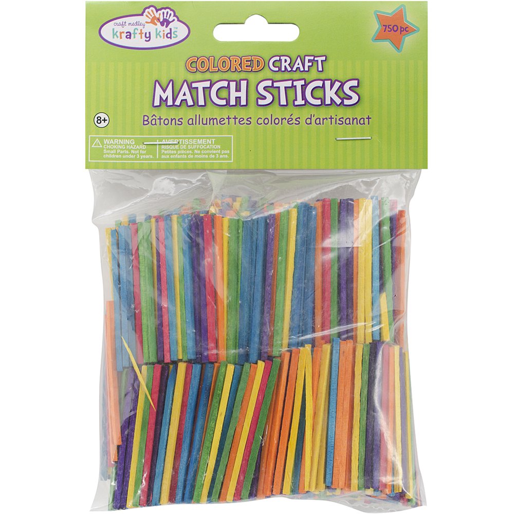 Craft Match SticksColored 2" 750/Pkg
