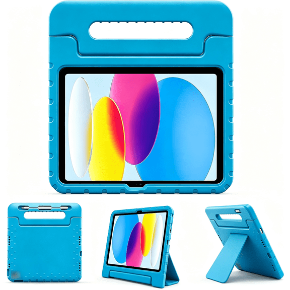 GJX Kids Case for Ipad A16 11Th Generation 2025/Ipad 10Th Generation 2022 with Pencil Holder,Ipad 11/10 Case Shockproof Lightweight Cover with Stand Convertible Handle for Children -Blue