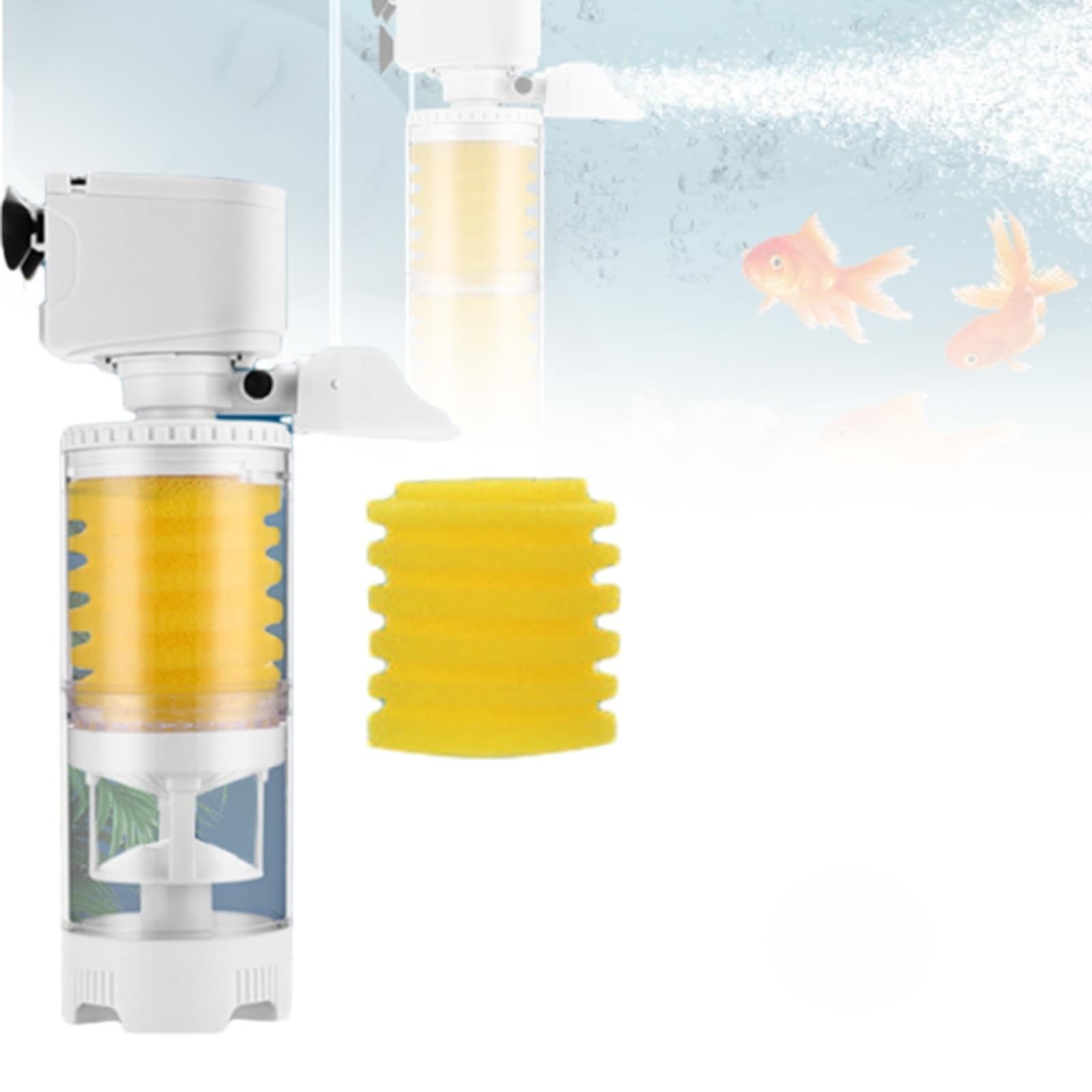 YardChic 10W JY-1900F Aquarium Filter Submersible Fish Tank Water Circulation Pump with Filtration Oxygenation System Detachable Porous Sponge Media Aquarium Water Purifier for Aquatic Tank