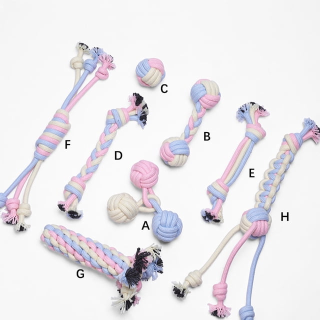 Pet Cotton Ropes Bite-resistant Teeth Clean Dogs Toy Flexible Bald Head Chewing Toys Washable Molar Bone Shape Pets Knot Ball Tricolor Braid