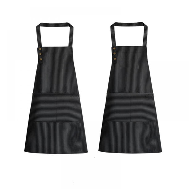Delantal de cocina de chef cómodo y duradero, delantal de tela compuesta tres en uno impermeable con bolsillos para hombres y mujeres, paquete de 2, delantales con pechera ajustables para un amplio