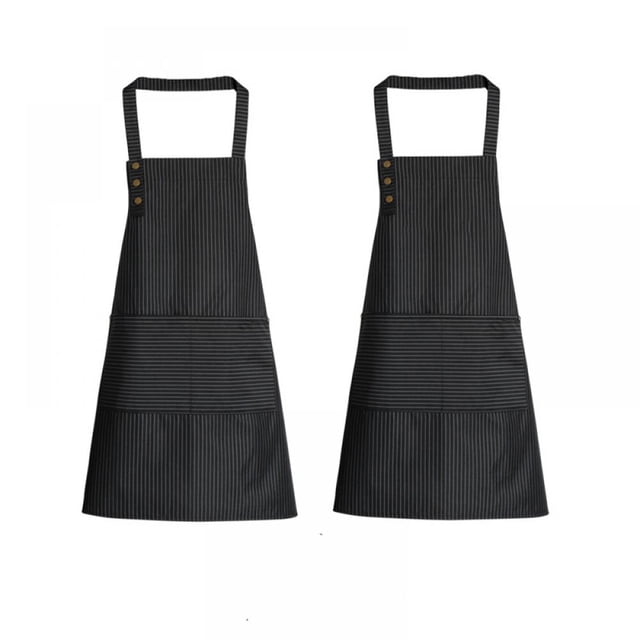 Delantal de cocina de chef cómodo y duradero, delantal de tela compuesta tres en uno impermeable con bolsillos para hombres y mujeres, paquete de 2, delantales con pechera ajustables para un amplio
