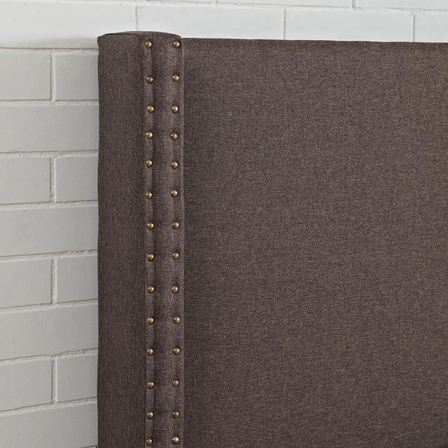 Casey Wingback Upholstered Queen Bed In Bourbon Linen