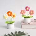 thumbnail image 4 of Dujiujun Handmade Crocheted Small Flower Potted Plant Stylish Long-lasting Realistic Yarn Flowers Home Decoration Knitted Bouquet, 4 of 8
