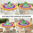 thumbnail image 7 of Colorful Rainbow Tie Dye Spiral Pattern Round Fitted Tablecloth with Elastic Edge,Dining Table Cover Waterproof,Outdoor Round Tablecloth for Camping,Dining,Indoor and Outdoor, 7 of 7