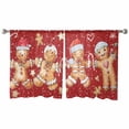 thumbnail image 6 of Christmas Gingerbread Man Sheer Curtains 45 Inch Length 2 Panels Set, Semi Transparent Voile Rod Pocket Curtains for Living Dining Room Bedroom Drapes Winter Xmas Watercolor Candy Red, 6 of 8