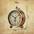 thumbnail image 4 of Golden Table Clock, Retro Vintage Non-Ticking Table Desk Alarm Clock Battery Operated Silent Quartz Movement HD Glass for Bedroom Living Room Indoor Decoration Kids, 4 of 8