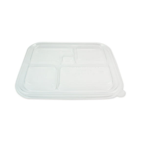 World Centric TRLCSBB 12.1 in. x 9.8 in. x 0.8 in. Plastic Lids for Fiber Bento Box Containers - Clear (300/Carton)
