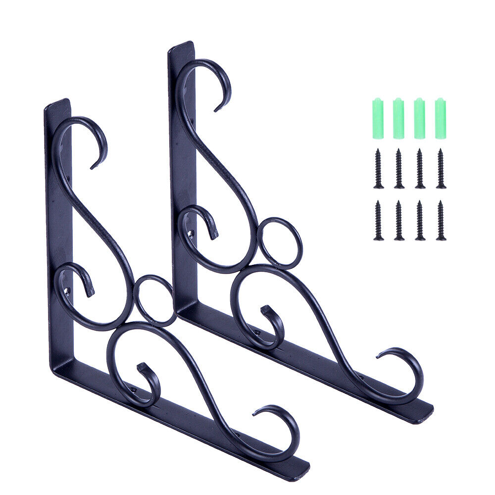 2 Pack Shelf Brackets 8 Inch Heavy Duty Metal Garden Iron Floating