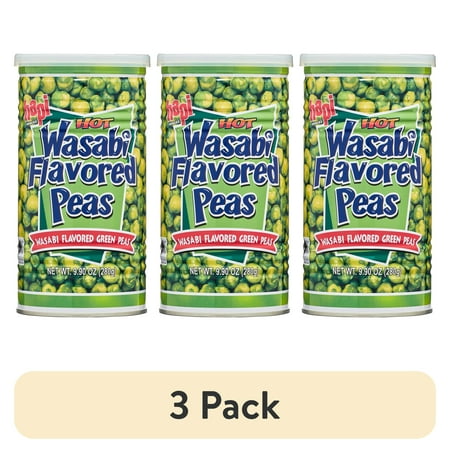 (3 pack) Hapi Snacks Wasabi Peas, Hot, Shelf-Stable, Gluten-Free, 9.9 oz