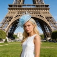 thumbnail image 5 of Vintage Fascinator Headband with Flower Mesh Ribbons and Feathers, Tea Party Hair Clip for Women, Elegant Cocktail Hat, One Size, 4.72 Inches, 1 Pc, 5 of 6