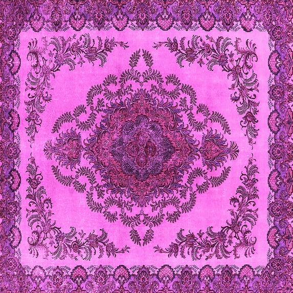 Ahgly Company Indoor Square Oriental Pink Industrial Area Rugs, 8' Square