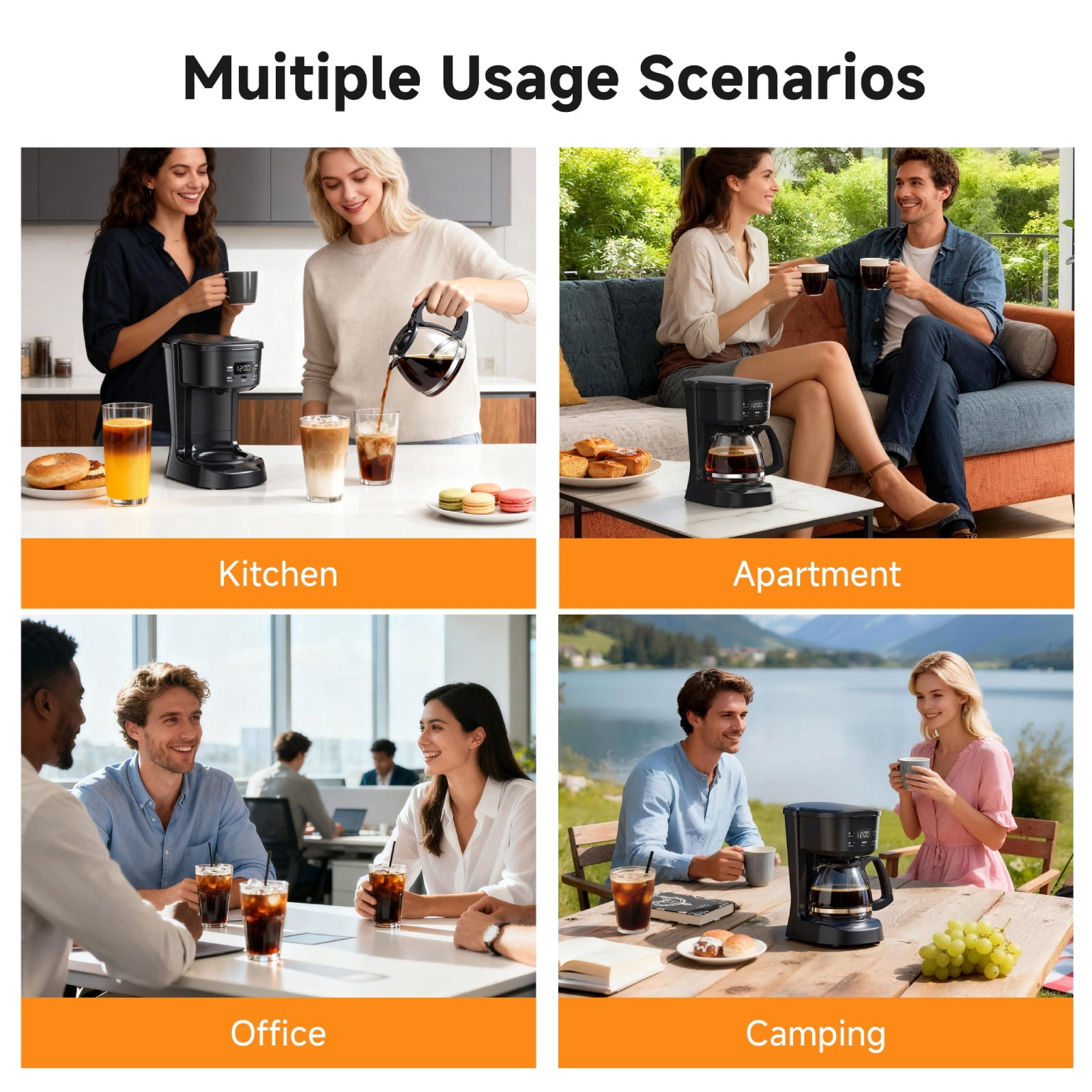 5 Cup Programmable Drip Coffee Maker with Auto Shut-Off Function and Reusable Washable Water Filter Small Coffee Machine for Apartment