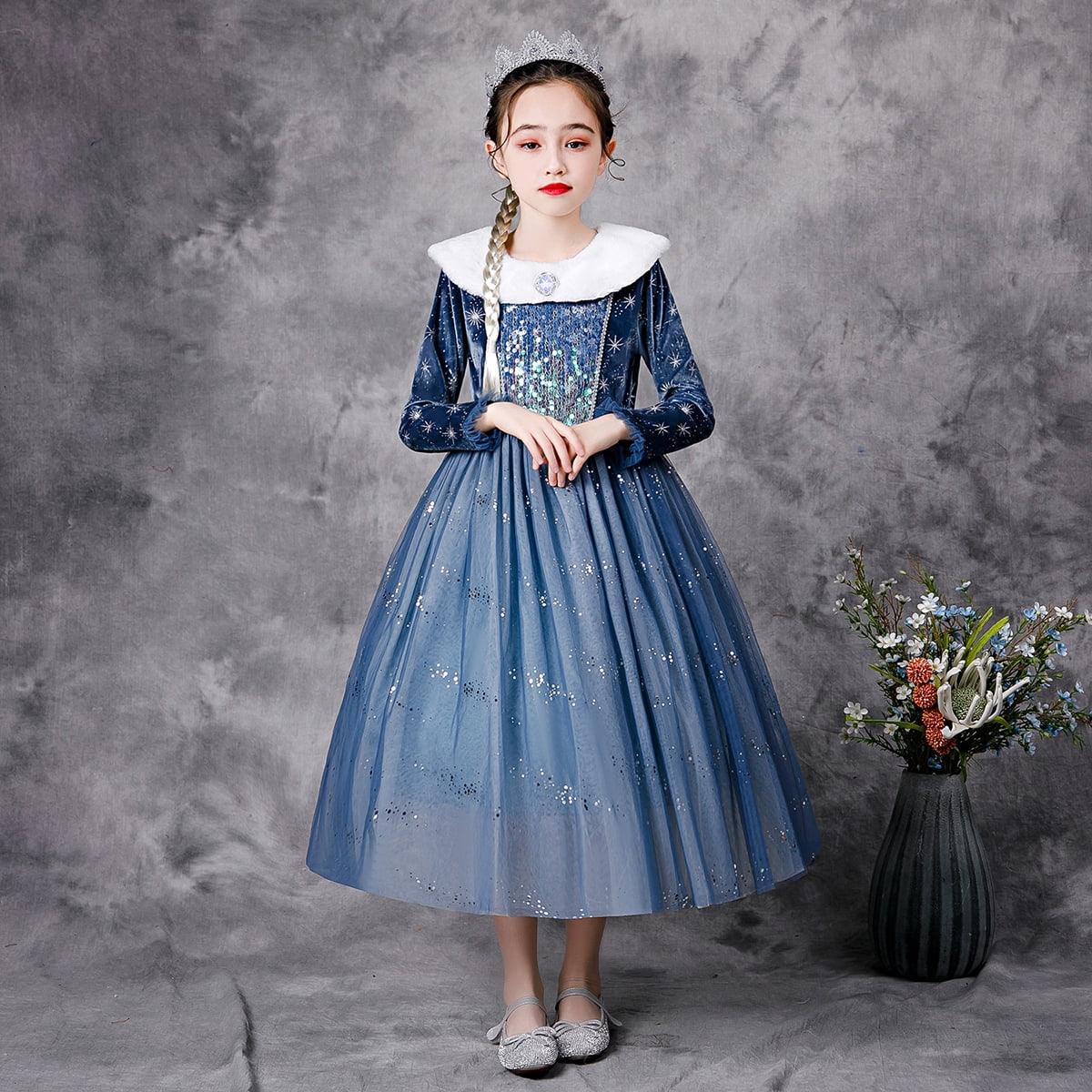 HAWEE Snow Princess Costume Girls Halloween Cosplay Fancy Dress Queen