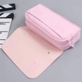 thumbnail image 2 of Estuche para lápices Sakura, bolsa para lápices, sencilla y bonita, estilo kawaii, con cremalleras dobles, para estudiantes, color rosa, 2 of 3