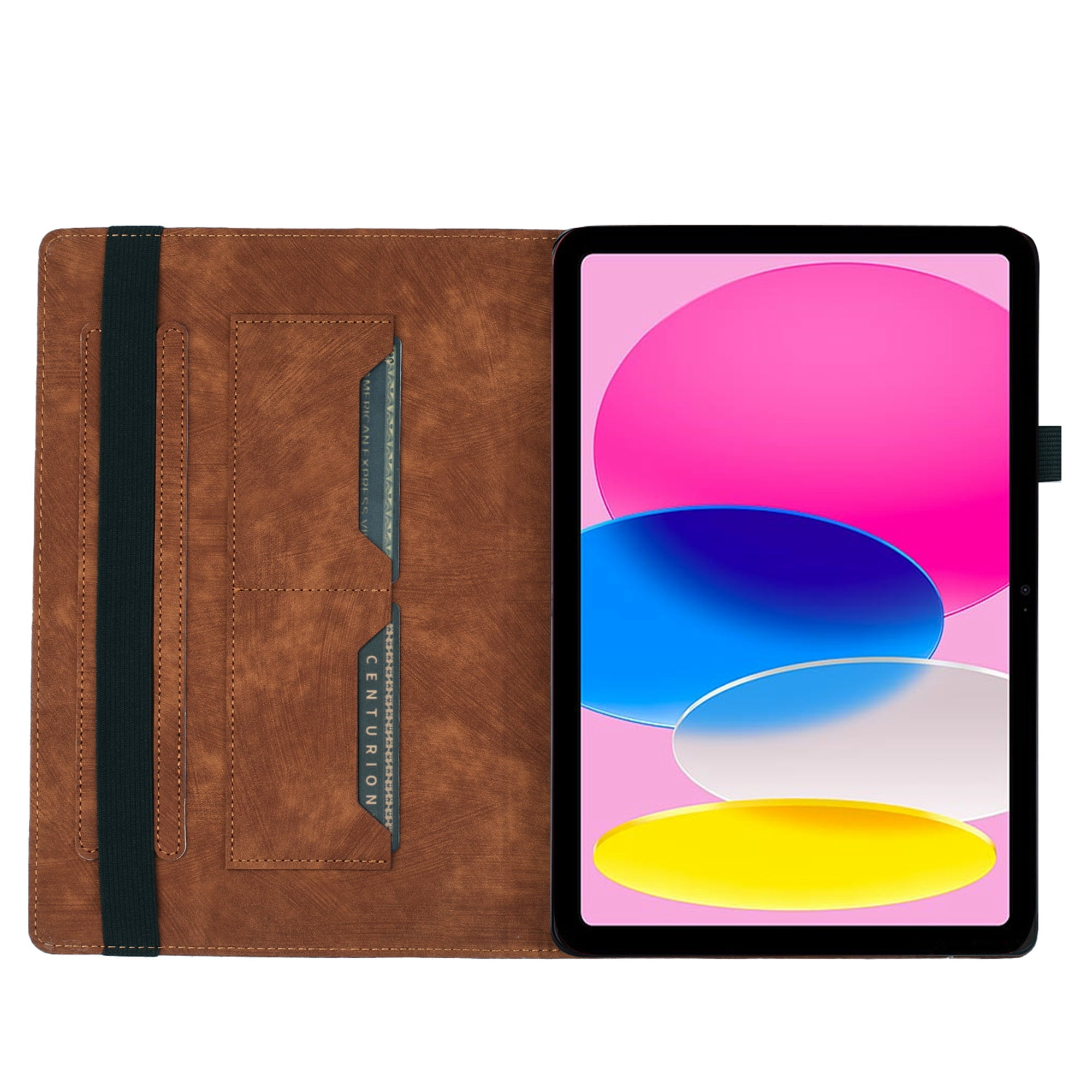 Dteck Folio Case for iPad Pro 13 Inch 2024, iPad Pro 13 (M4) Case PU Leather Embossed Butterfly & Cat Pattern Card Holder Folio Cover with Pencil Holder, Multi-Angle Viewing Stand,Brown