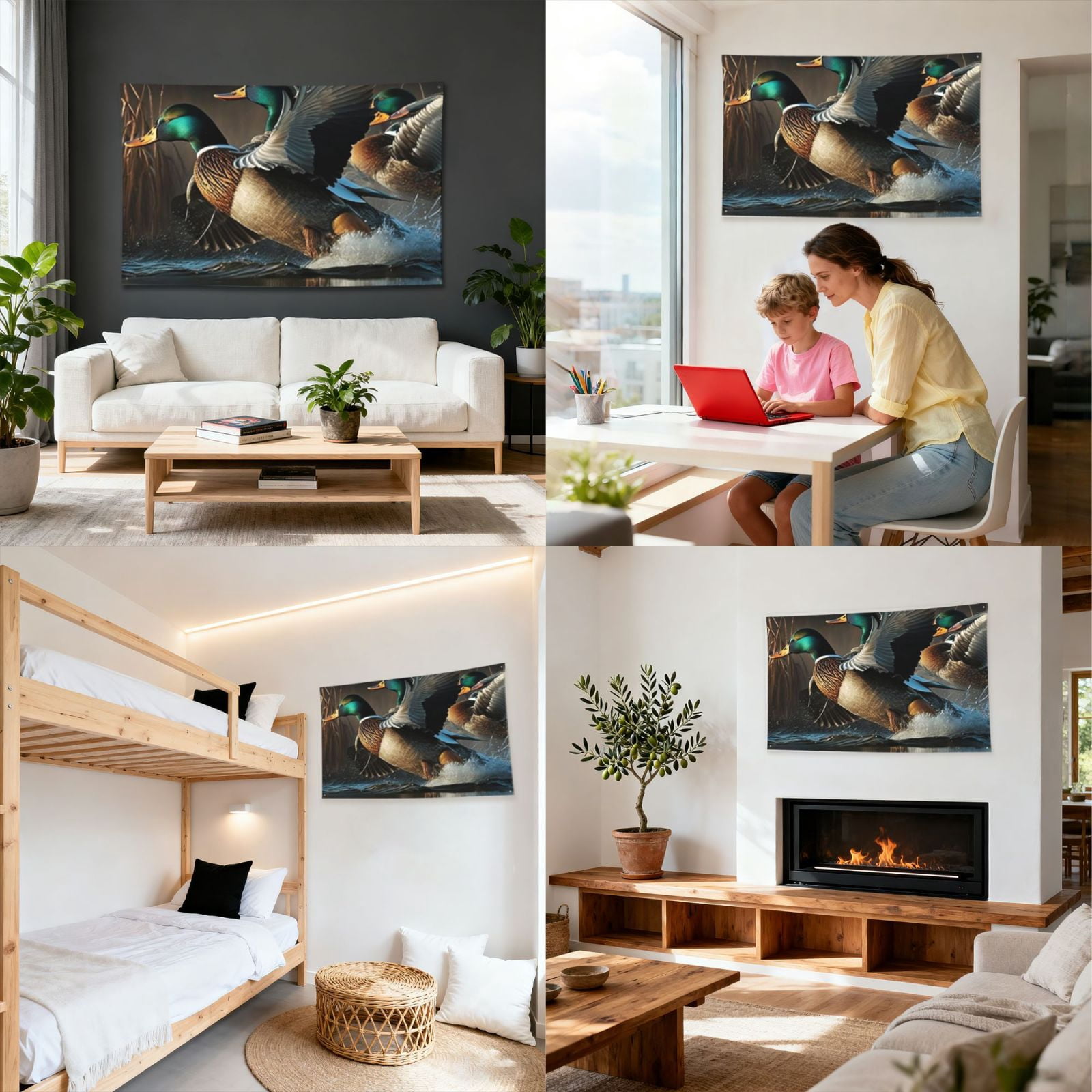 Mallards Duck Cool Hunting Four Hole Decorated Banner Flag for Garden Yard Home Decoration Indoor Outdoor 4x6 Ft